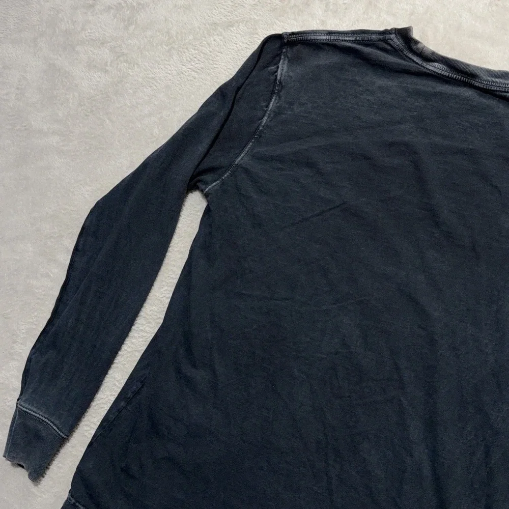 American Eagle Men's Long Sleeve Casual Tee Shirt Acid Wash Grey Logo XS Grunge